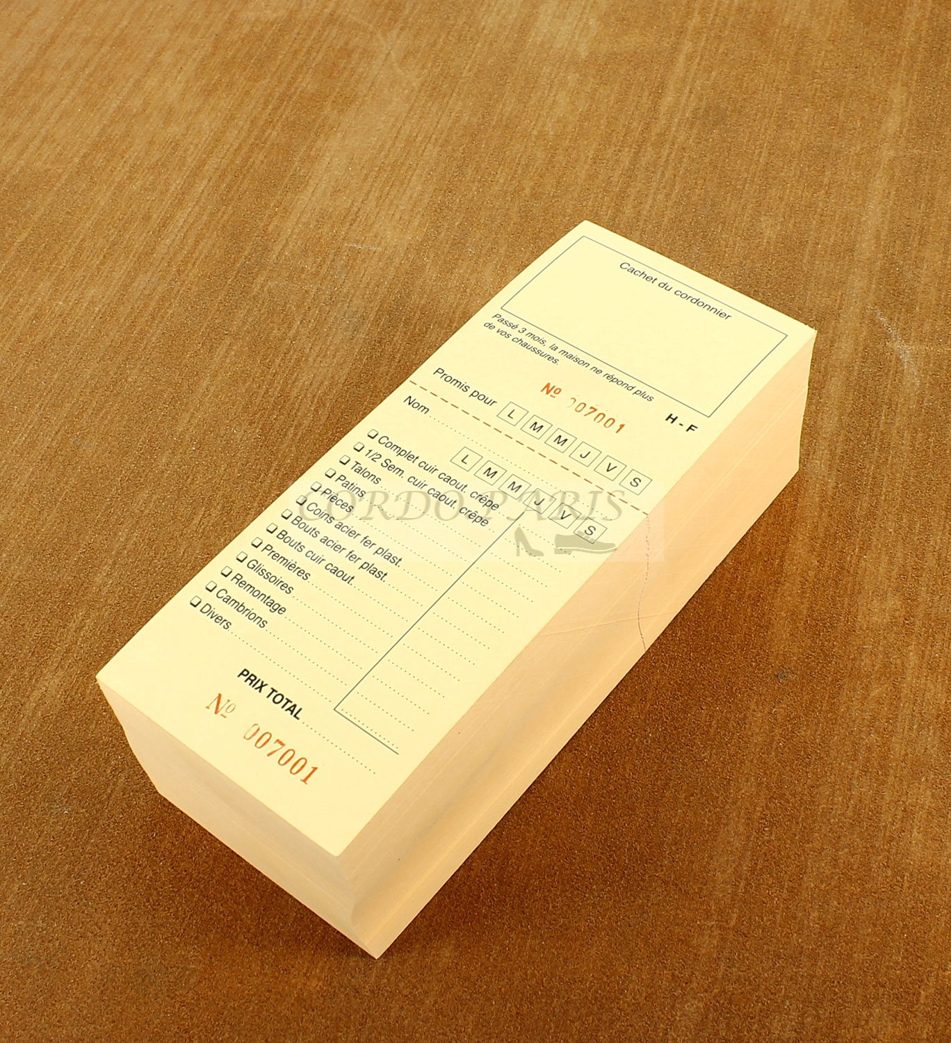 TICKETS REPARATION, PAQUET DE 1000, ORANGE/BEIGE