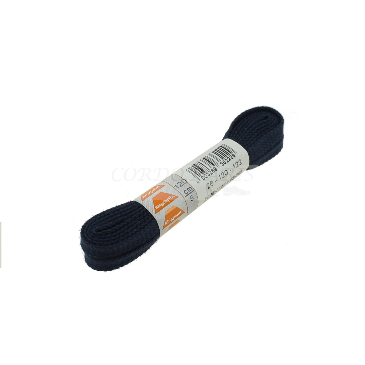 LACETS RINGPOINT PLAT MOYEN 120 CM -  BLEU MARINE -  BOÎTE DE 7 PAIRES