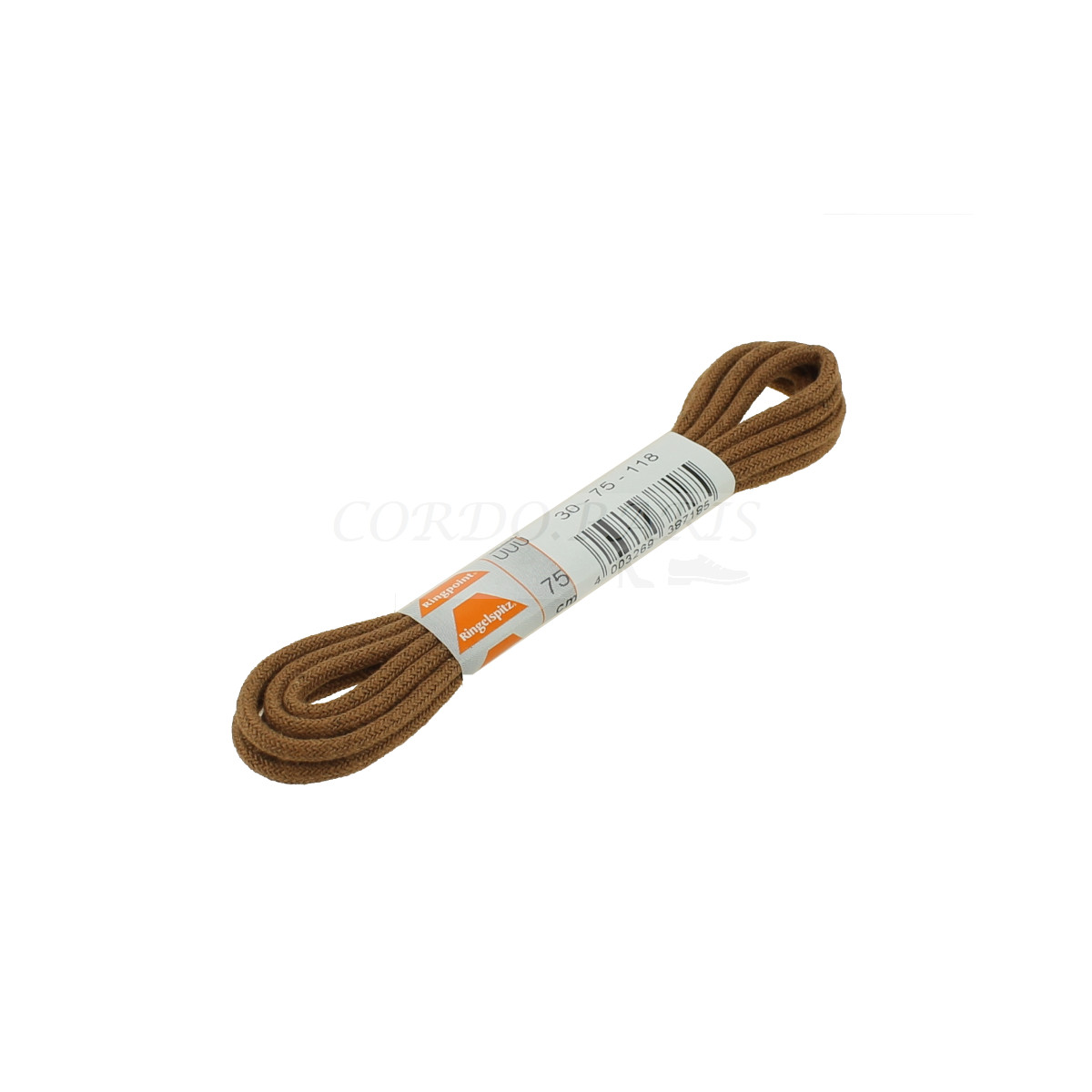 LACETS RINGPOINT RONDS FINS 75 CM -  BEIGE FONCÉ -  BOÎTE DE 10 PAIRES