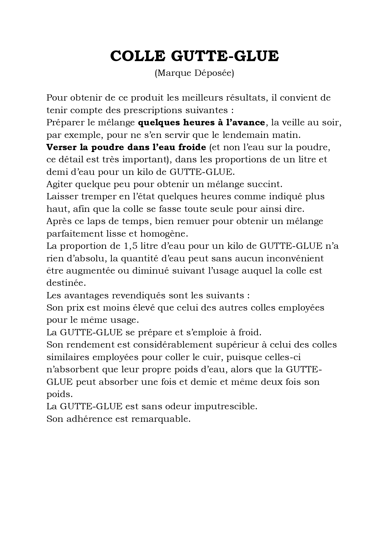 COLLE GUTTE GLUE POUDRE